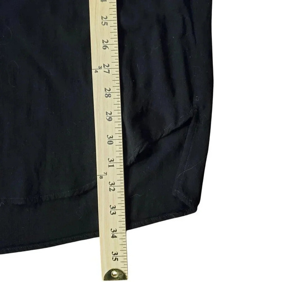 Velvet Black Button Front Hi Low Flowy Tunic Top Mini Dress L - Picture 14 of 16